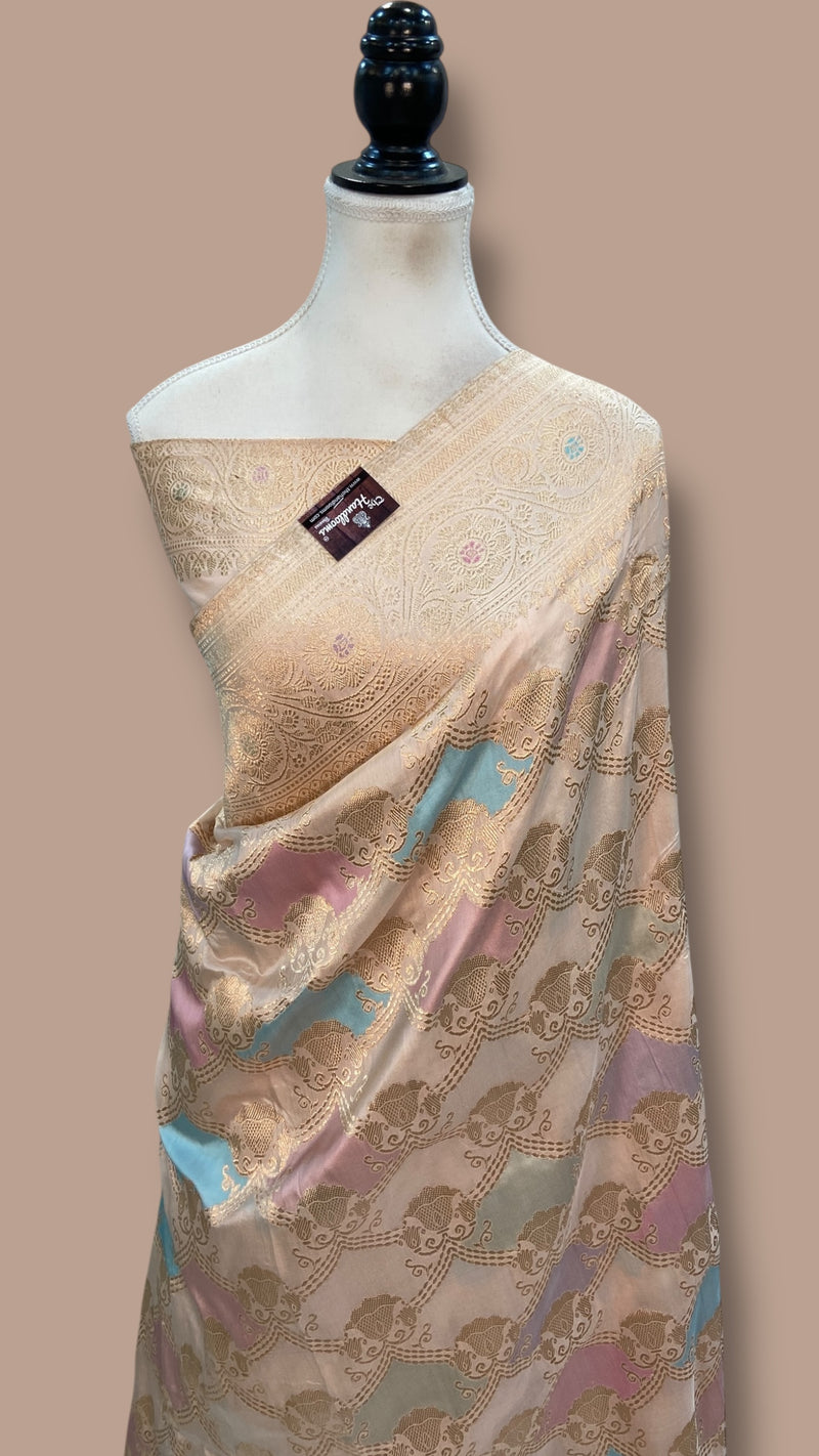 Ektara Pure Katan Silk Banarasi Handloom Saree - All Over Kadiyal Jaal Work - The Handlooms