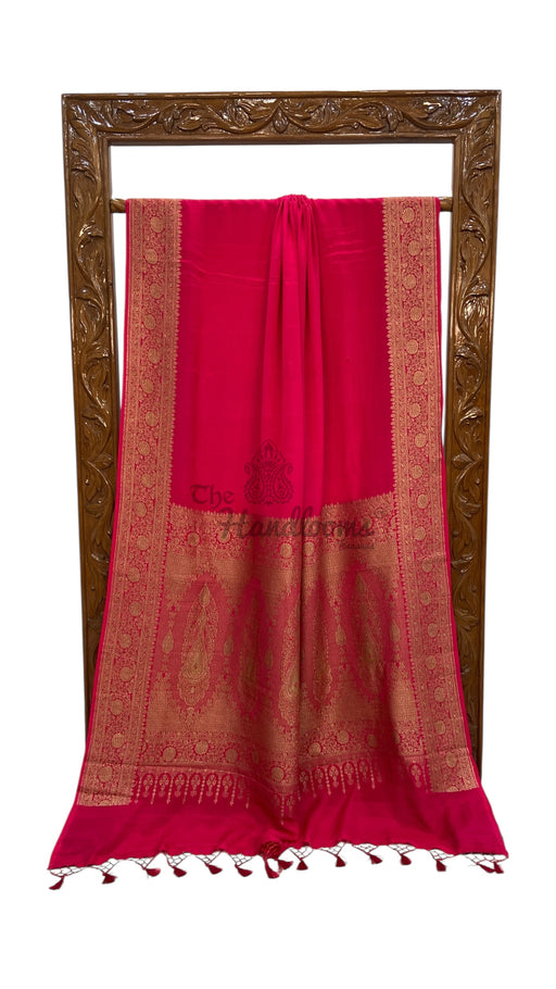 Pure Khaddi Crepe Georgette Handloom Banarasi Saree - The Handlooms