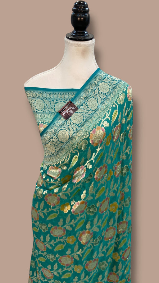 Pure Khaddi Georgette Banarasi Saree - Water zari - The Handlooms