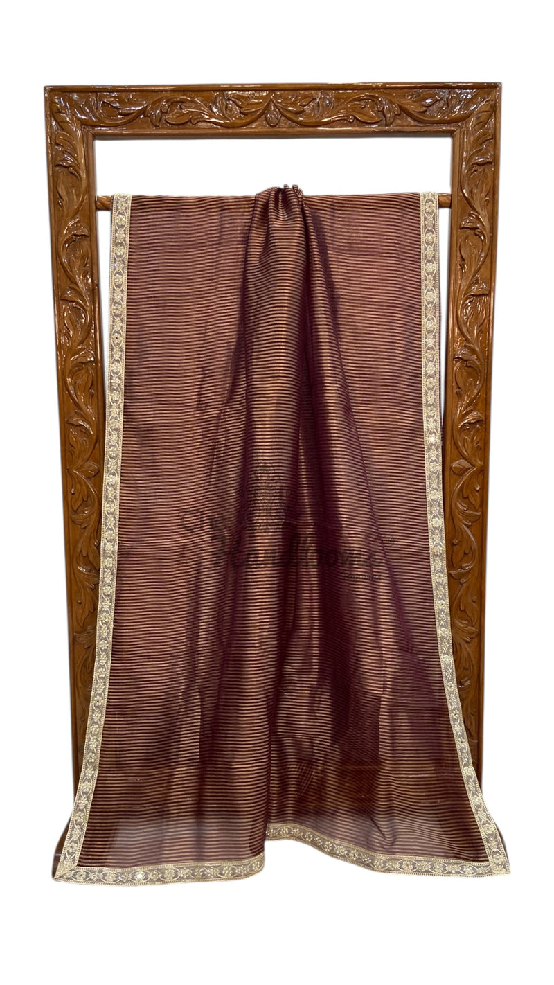 Pure Kora Tissue Handloom Banarasi Saree With Lace