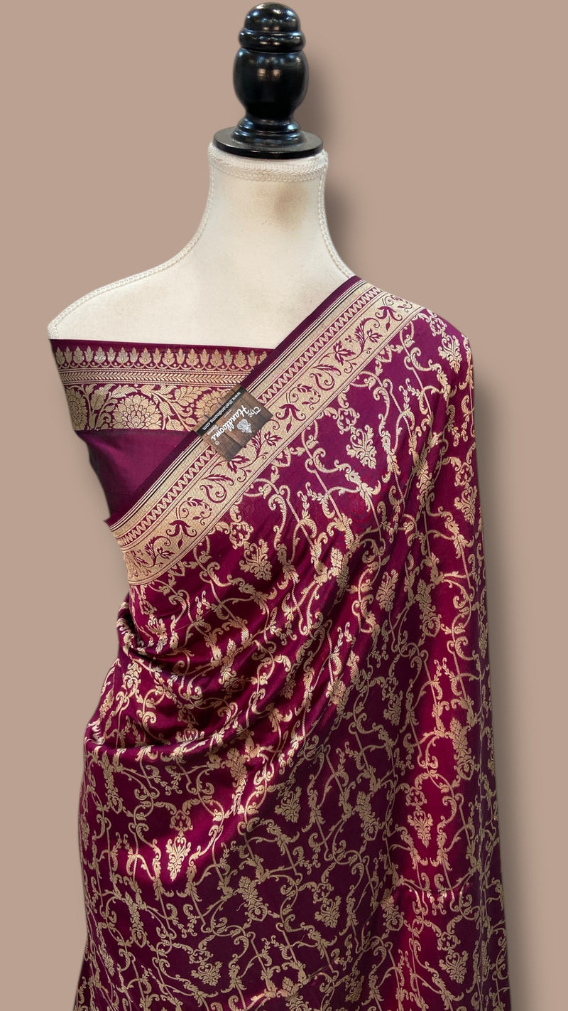 Pure Katan Silk Banarasi Handloom Saree - All Over Jaal Work