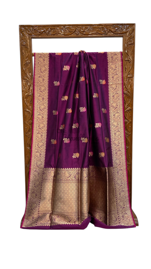 Pure Katan Silk Banarasi Handloom Saree - All over Jaal Work With Meenakari - The Handlooms