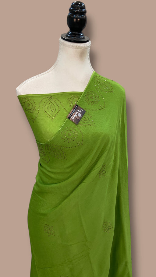 Pure Georgette Handloom Banarasi Saree with Siroski Stone Work - The Handlooms