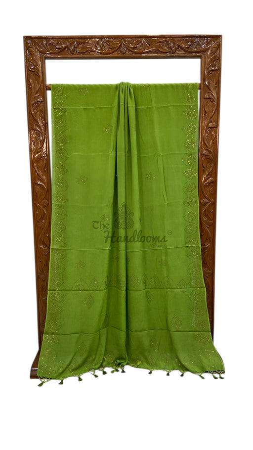 Pure Georgette Handloom Banarasi Saree with Siroski Stone Work - The Handlooms