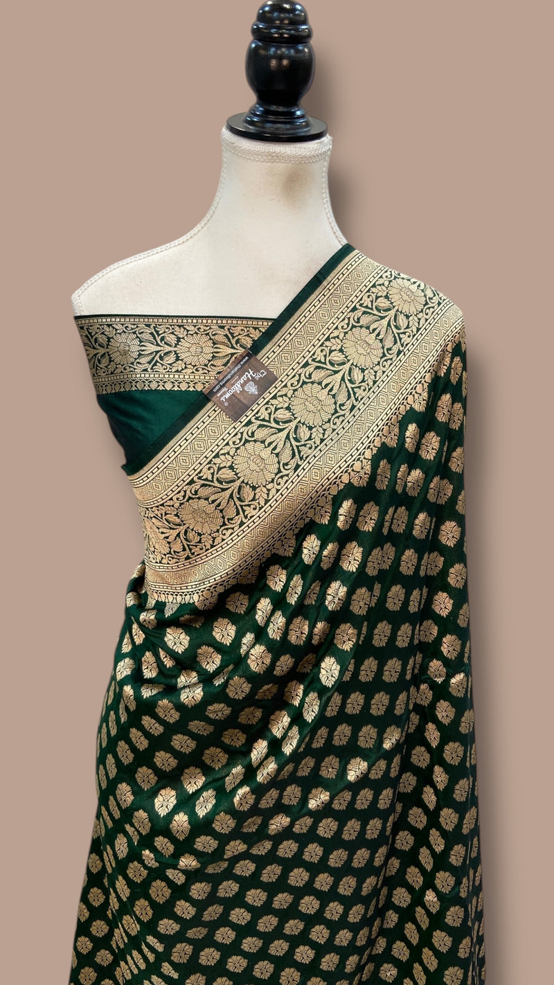 Pure Katan Silk Banarasi Handloom Saree - All Over Jaal Work - The Handlooms