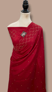 Pure Moonga Georgette Handloom Banarasi Saree With Handwork - The Handlooms