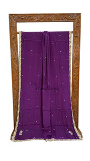 Pure Crepe Silk Handloom Banarasi Saree with Handwork - The Handlooms