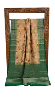 Pure Chiniya Silk Handloom Banarasi Saree Digital Print - The Handlooms