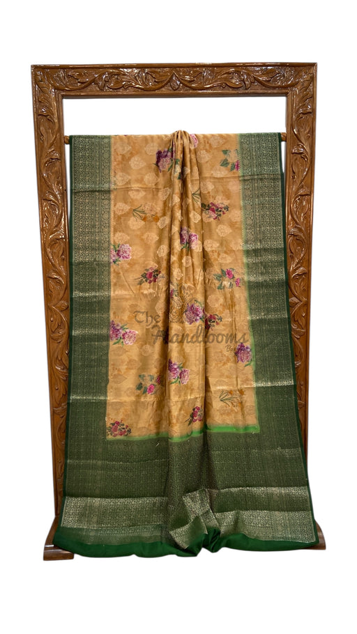 Pure Chiniya Silk Handloom Banarasi Saree Digital Print - The Handlooms