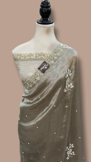 Pure Kora Tissue Handloom Banarasi Saree - Handwork - The Handlooms