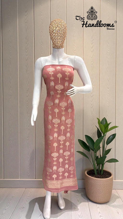 Khaddi Georgette Banarasi Dress material Water and Silver zari - The Handlooms