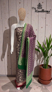 Khaddi Georgette Banarasi Dress Material Water Zari - The Handlooms