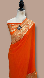 Khaddi Georgette Handloom Banarasi Saree - The Handlooms