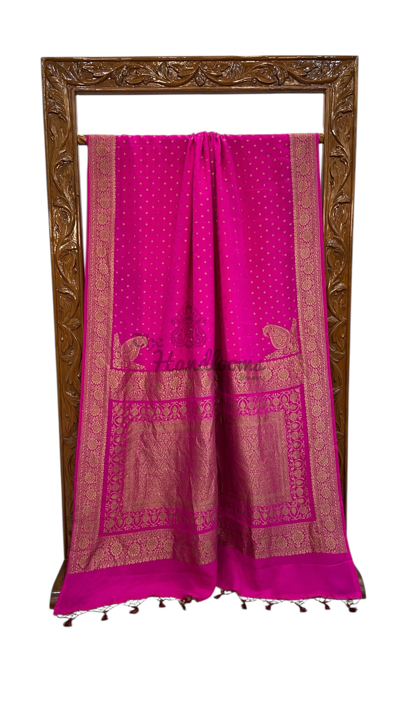 Pure Khaddi Crepe Georgette Handloom Banarasi Saree