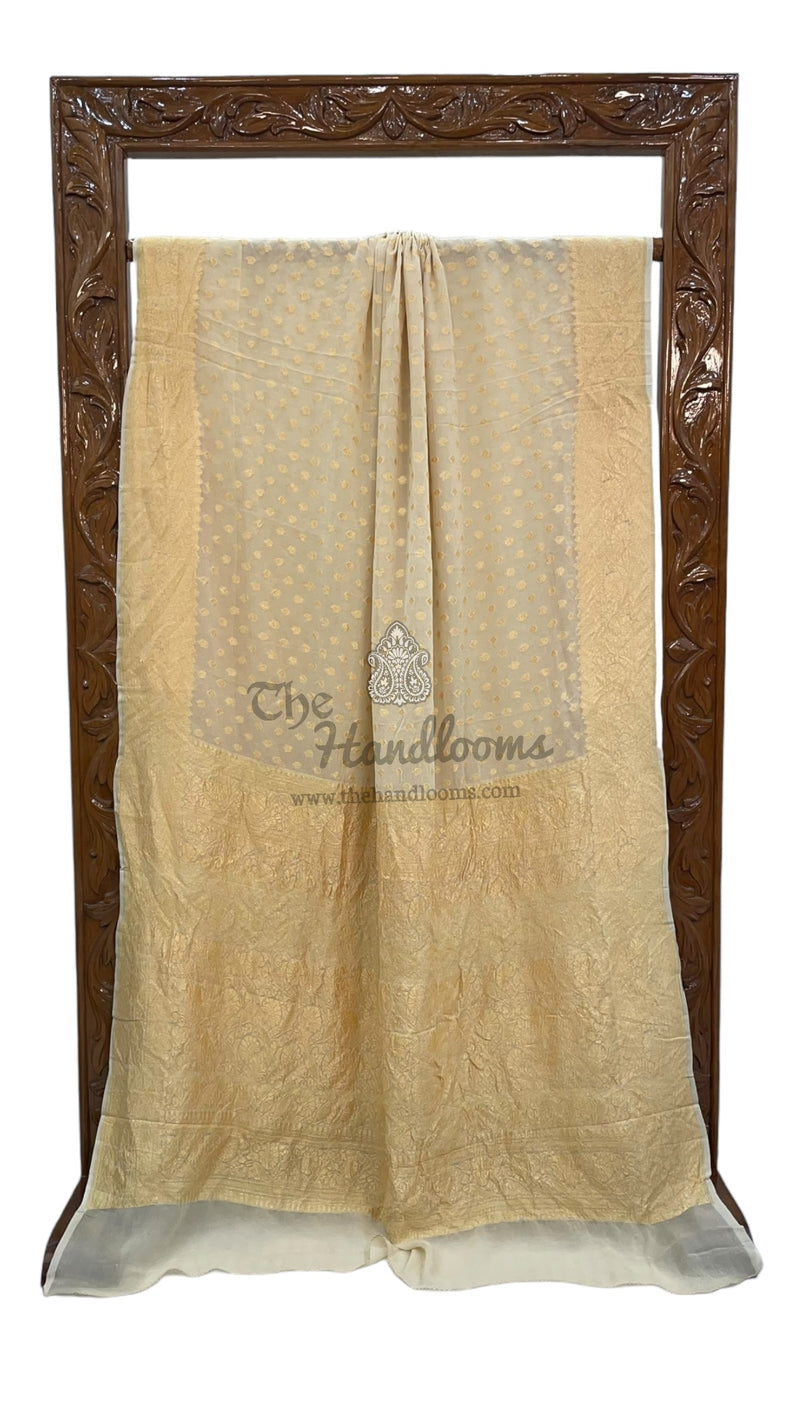 Pure Khaddi Georgette Banarasi Saree -  Gold zari - The Handlooms