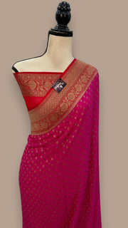 Khaddi Georgette Handloom Banarasi Saree -  Antique zari - The Handlooms