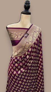 Pure Katan Silk Banarasi Handloom Saree - All Over Jaal Work - The Handlooms