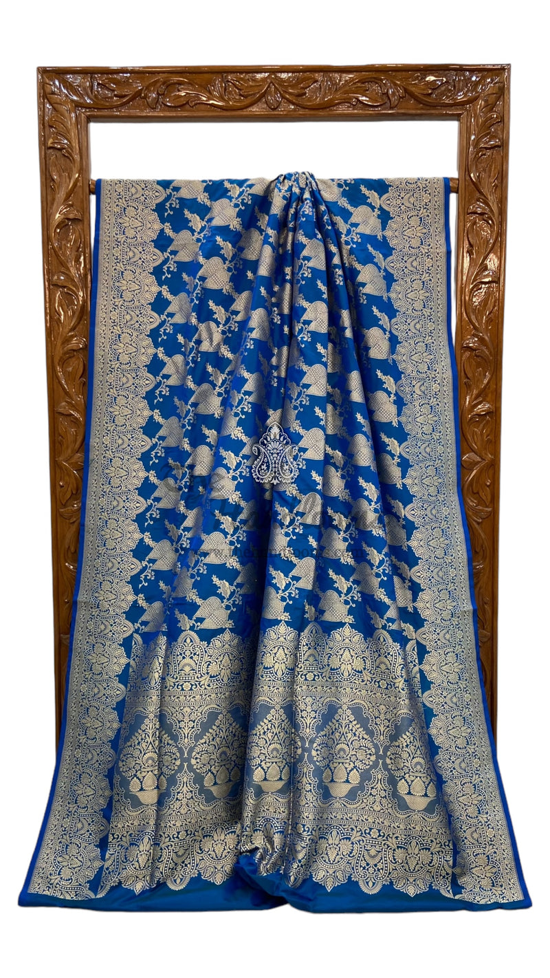 Pure Katan Silk Banarasi Handloom Saree - All Over Jaal Work - The Handlooms