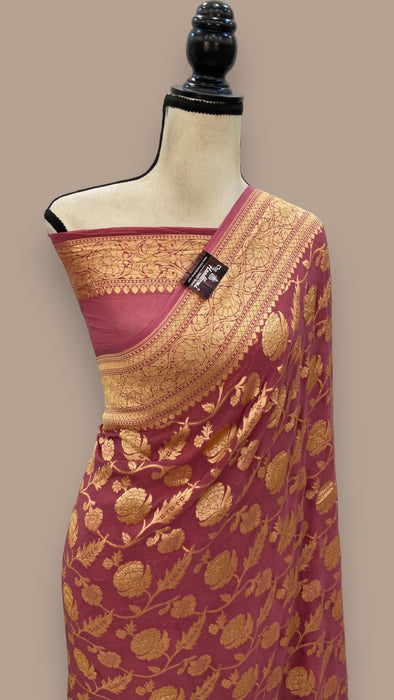 Khaddi Georgette Banarasi Saree - Gold zari