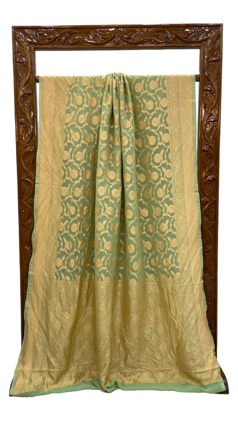 Khaddi Georgette Banarasi Saree - Gold zari - The Handlooms