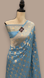 Pure Katan Silk Banarasi Handloom Saree - All over Jaal work - The Handlooms