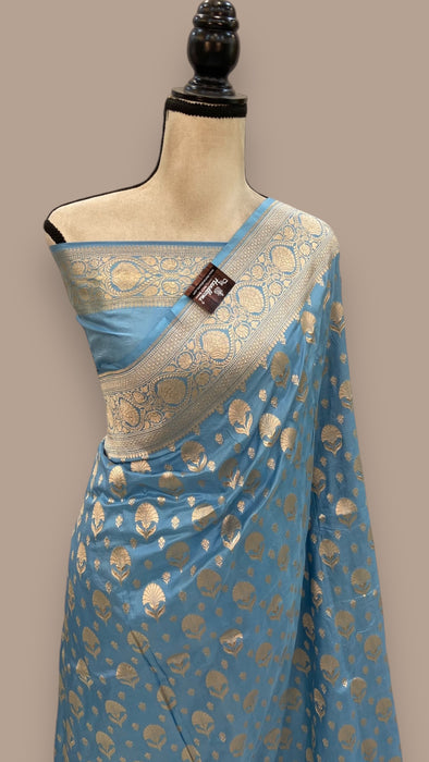 Pure Katan Silk Banarasi Handloom Saree - All over Jaal work