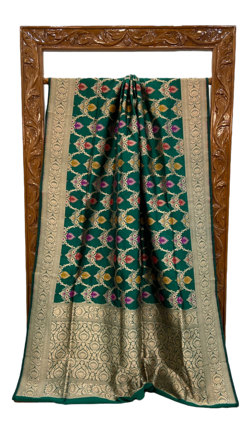 Pure Katan Silk Banarasi Handloom Saree - All over Jaal work - With Meenakari - The Handlooms