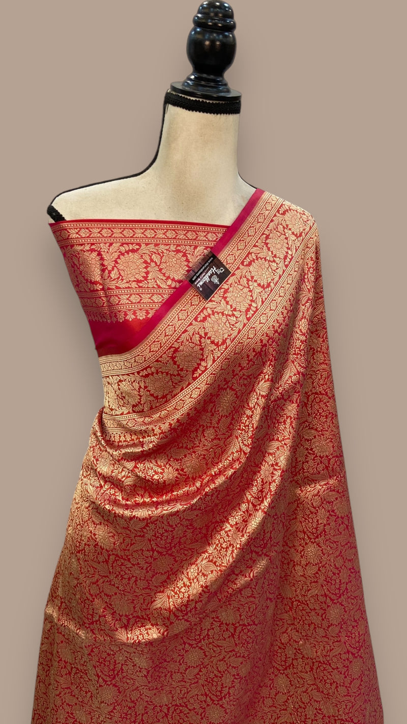 Pure Katan Silk Banarasi Handloom Saree - Tanchui Brocade - The Handlooms