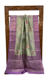 Pure Kora Handloom Banarasi Saree With Chikankari - The Handlooms