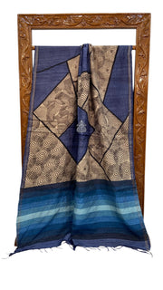 Pure Tussar Silk Handloom Banarasi Saree With Handprints - The Handlooms