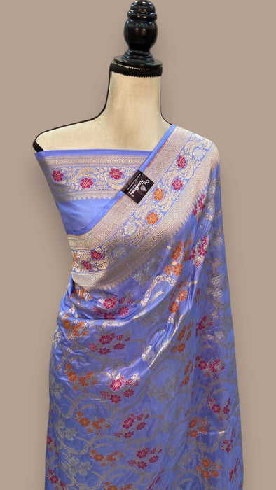 Pure Katan Silk Banarasi Handloom Saree - All over Jaal work - With Meenakari