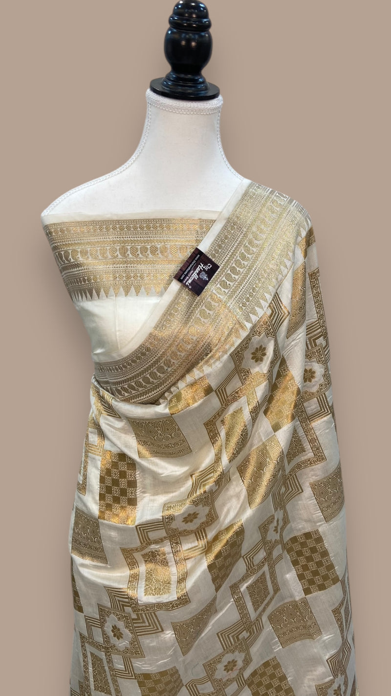 Pure Chiniya Silk Khaddi Handloom Banarasi Saree - The Handlooms