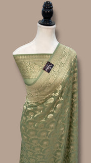 Khaddi Georgette Handloom Banarasi Saree - The Handlooms