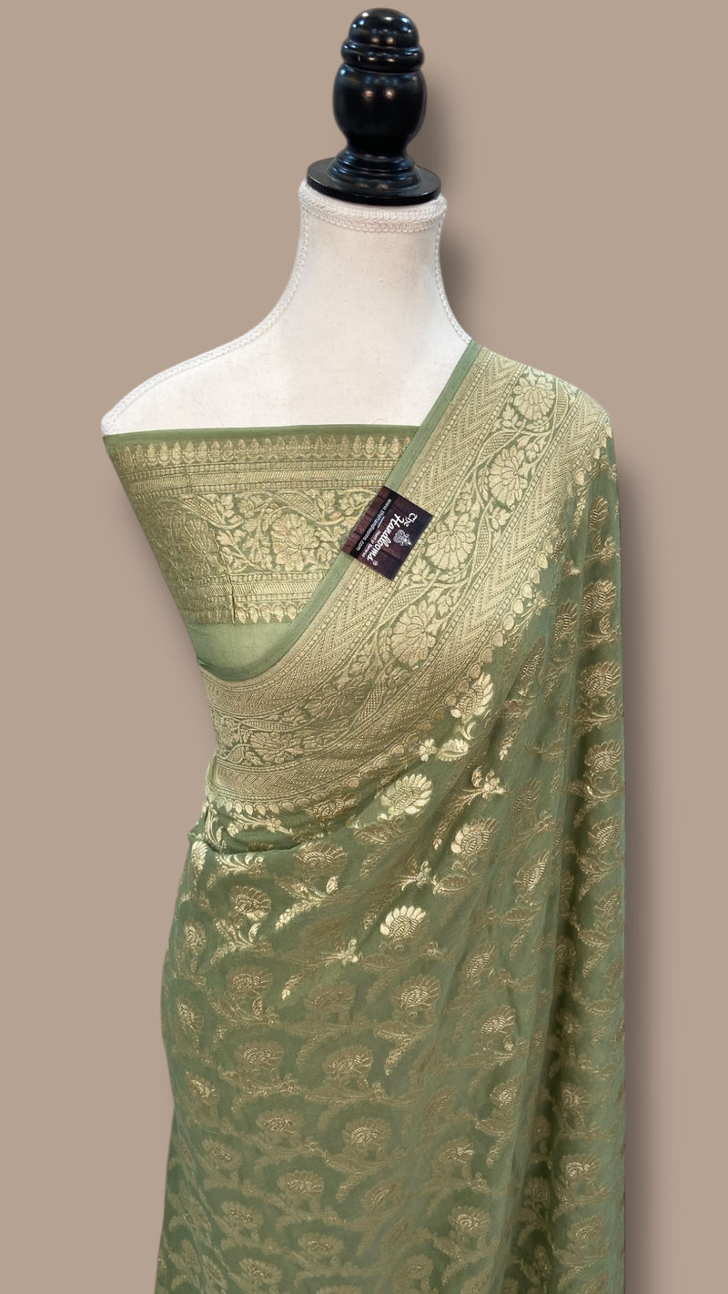 Khaddi Georgette Handloom Banarasi Saree - The Handlooms