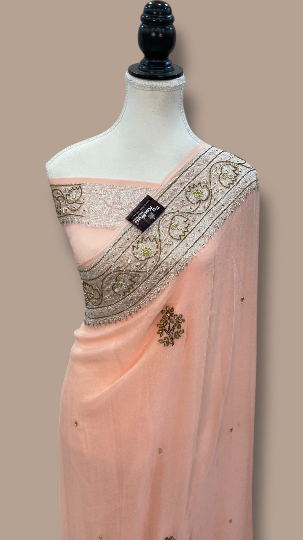 Pure Georgette Handloom Banarasi Saree with Handwork: Gota Patti, Zard ...