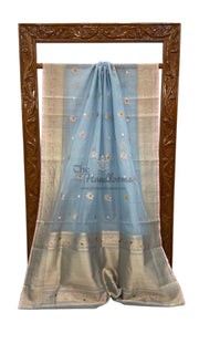 Pure Kora Handloom Banarasi All Over Kadua Motifs Saree - The Handlooms