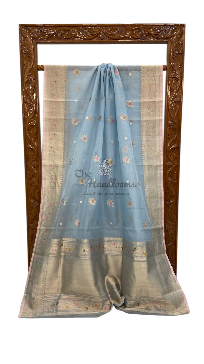 Pure Kora Handloom Banarasi All Over Kadua Motifs Saree - The Handlooms