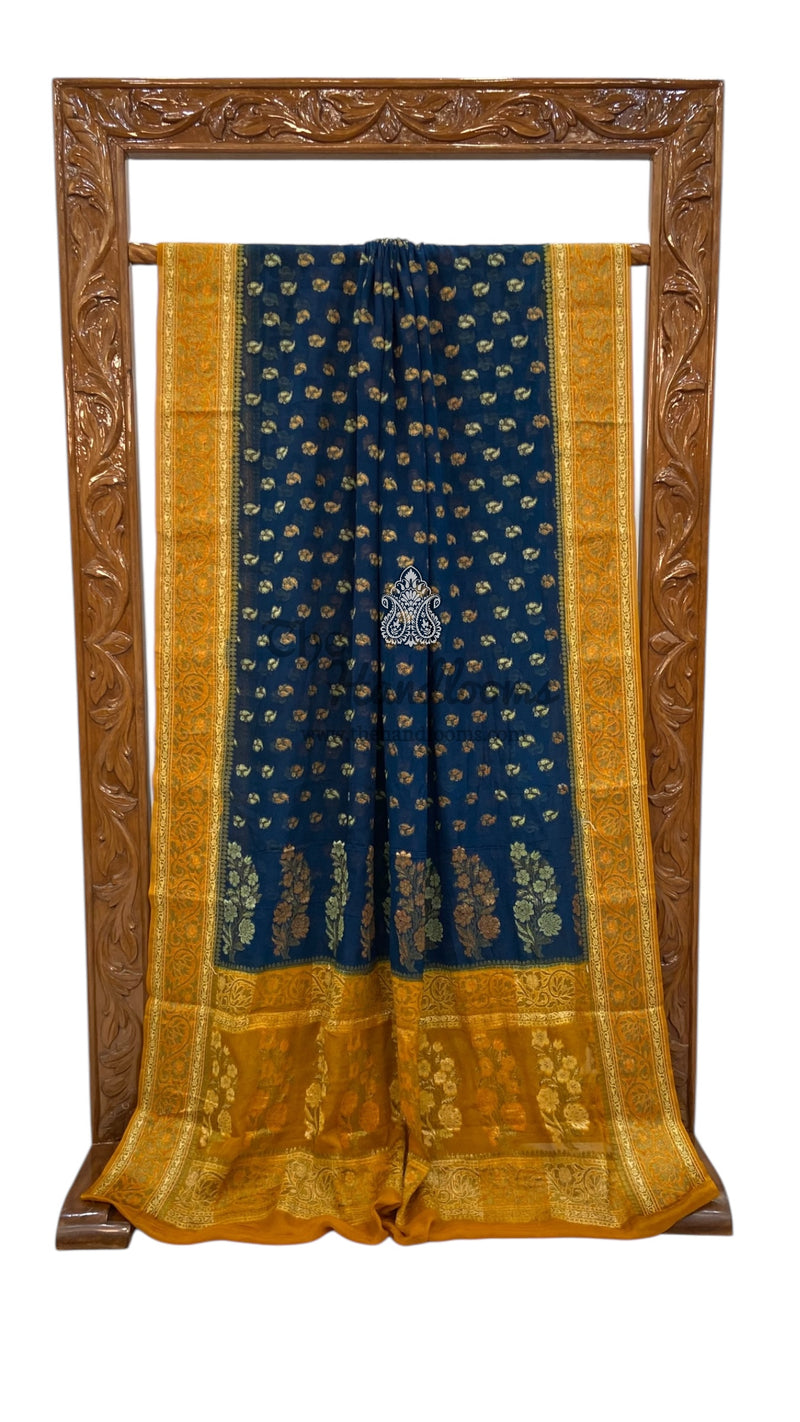 Pure Chiffon Khaddi Banarasi Saree - The Handlooms