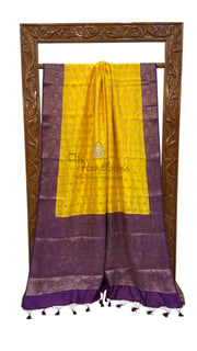 Pure Raw Chiniya Silk Handloom Banarasi Saree - The Handlooms