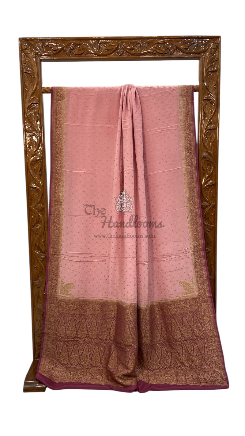 Pure Khaddi Crepe Georgette Handloom Banarasi Saree - The Handlooms