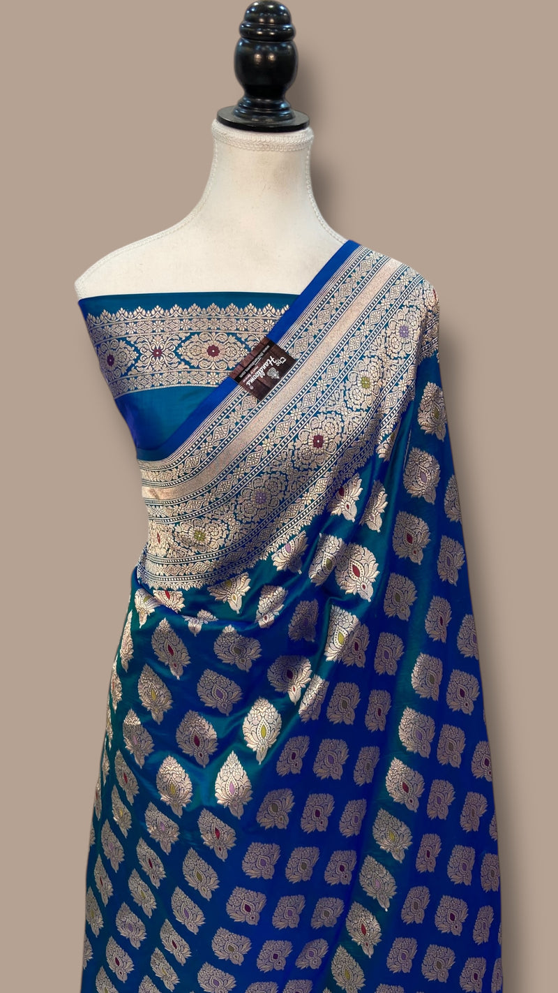 Pure Katan Silk Banarasi Handloom Saree - All over Jaal Work With Meenakari - The Handlooms