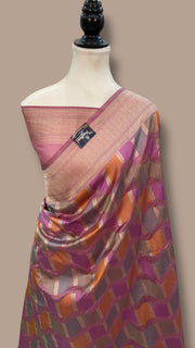 Pure Katan Silk Banarasi Handloom Saree - All over Jaal Work With Rangkart - The Handlooms