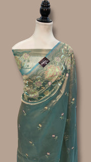 Pure Tissue Handloom Banarasi Saree With Chikankari - The Handlooms