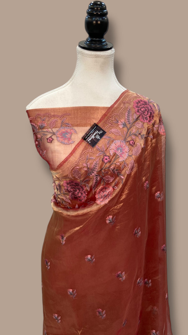 Pure Tissue Handloom Banarasi Saree With Chikankari - The Handlooms