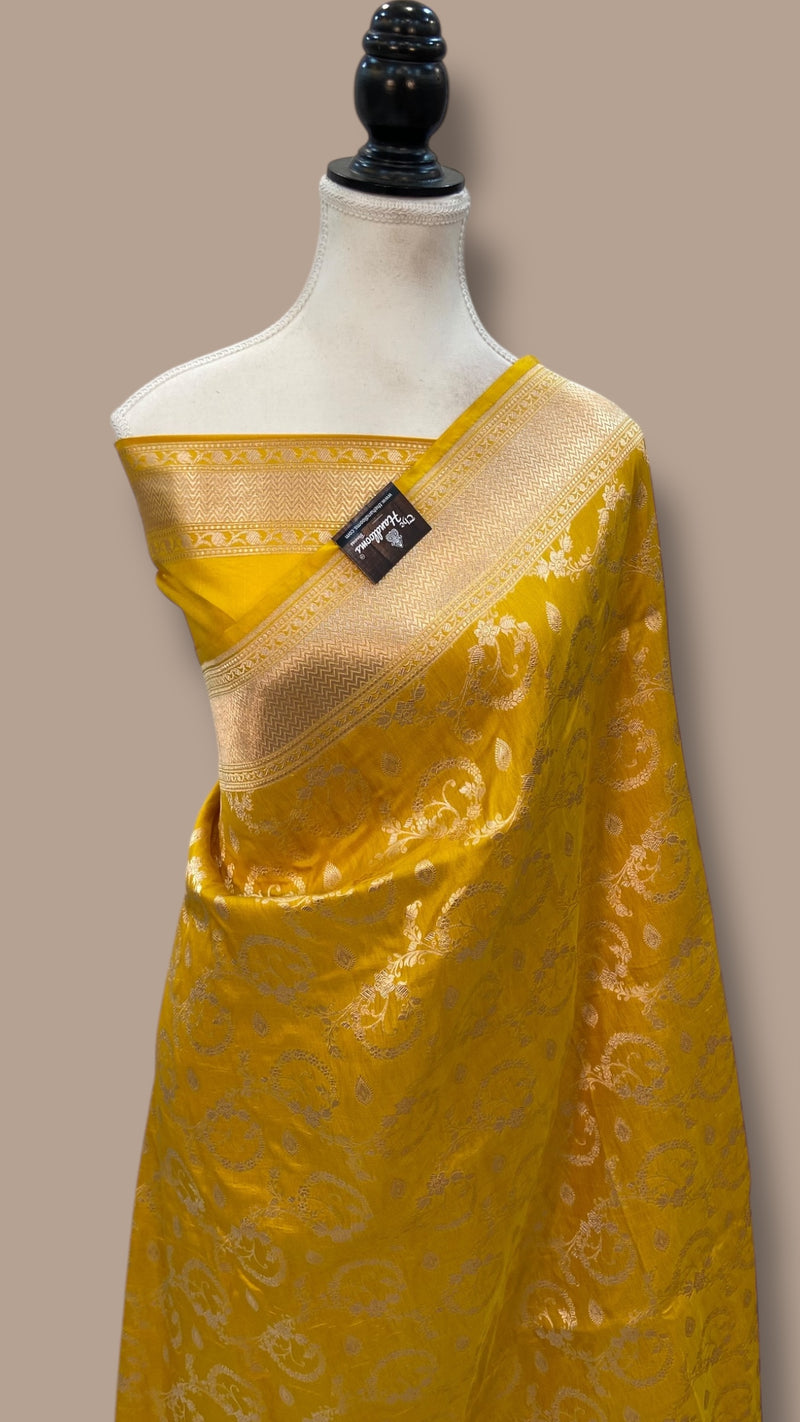 Pure Katan Silk Banarasi Handloom Saree - All Over Jaal Work - The Handlooms