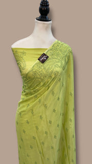 Pure Georgette Handloom Banarasi Saree with Siroski Stone Work - The Handlooms