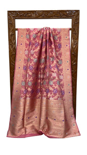 Pure Katan Silk Banarasi Handloom Saree - All Over Jaal Work With Meenakari - The Handlooms