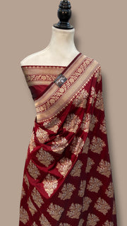 Katan Silk Banarasi Handloom Saree - All over Sona Roopa Jaal work - The Handlooms