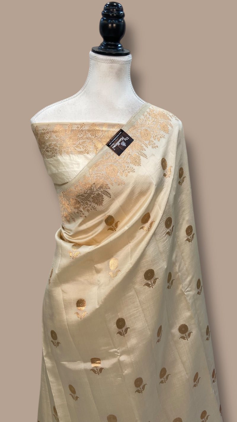 Pure Katan Silk Banarasi Handloom Saree - All over Kadua motifs - The Handlooms