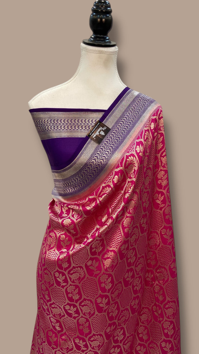 Pure Satan Silk Banarasi Handloom Saree - All Over Jaal  Work - The Handlooms